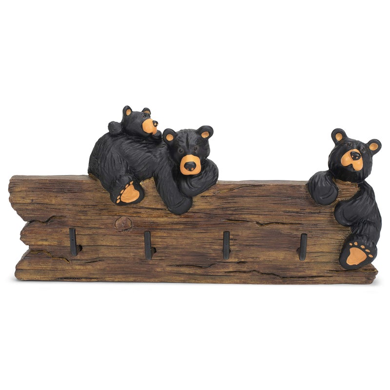 DEMDACO Black Bear Family 3.5 x 7.5 Hand-cast Resin Figurine Key Holder - Image 2